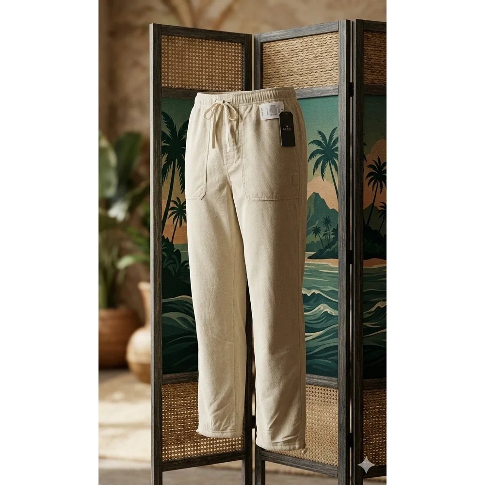 Saints Studio D2720-W62 Men's Bone Color Casual Pants. New With Tags. Size L